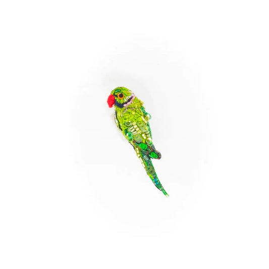Small Green Parrot Brooch Pin